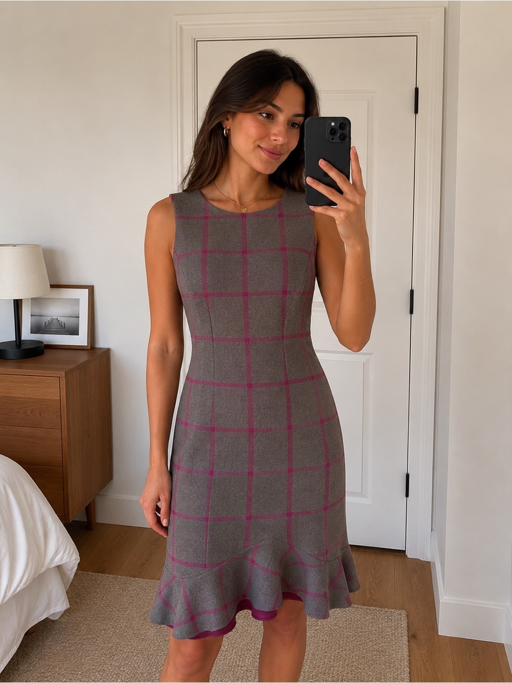Tommy Hilfiger Gray and Purple Sheath Midi Dress